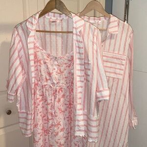 La Vie En Rose Pink and White 100% cotton night set